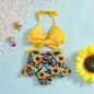 2pcs Bikini Sets Halter Bowknot Tops Floral Ruffle