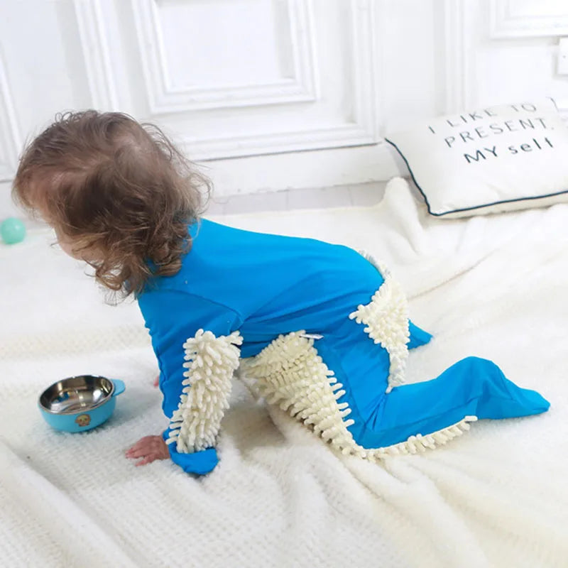 Girls Cleaning Mop Long Sleeve Crawling Jumpsuit
