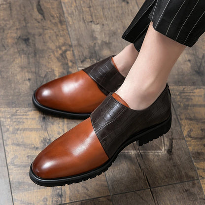 Golden Sapling Dress Patchwork Leather Shoes