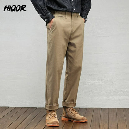 Casual Cotton Pants, Loose Straight Leg Workwear