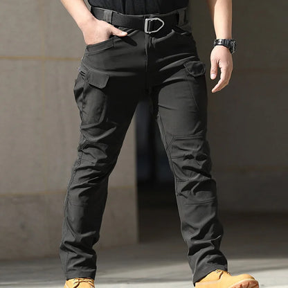 Men Fashion Cargo Pants Solid Color Multi-Pockets