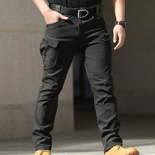 Men Fashion Cargo Pants Solid Color Multi-Pockets