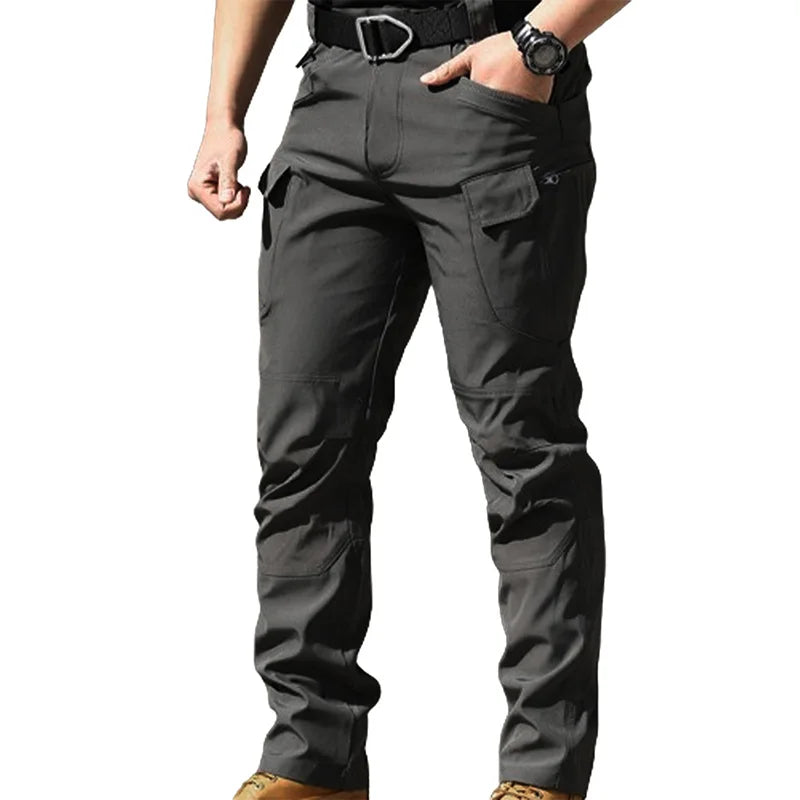 Men Fashion Cargo Pants Solid Color Multi-Pockets