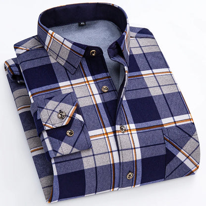 Flannel Plaid Casual Menswear Long Sleeve Fleece