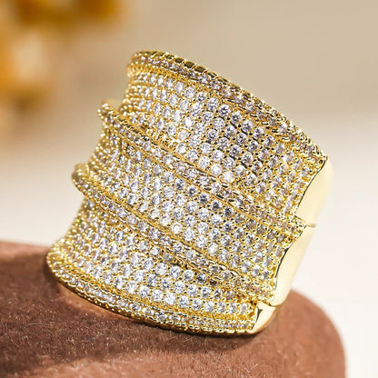 Full Bling Iced Out Wide Sparkling CZ