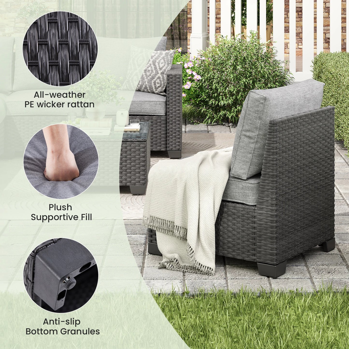 Sofa Set, Outdoor Furniture with Ottoman