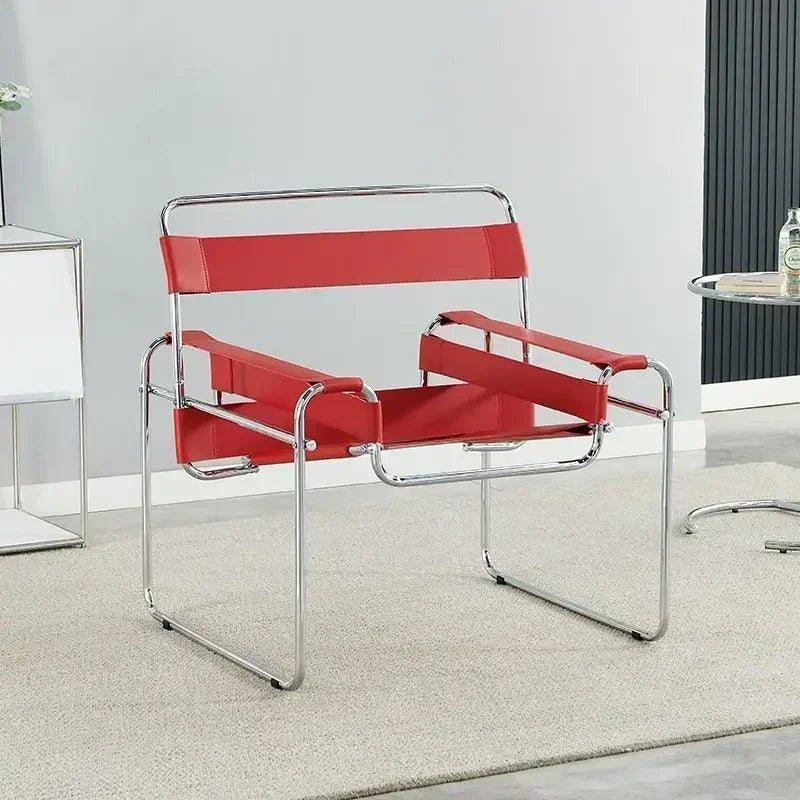 Single Chair Network Red Bauhaus Saddle Leather