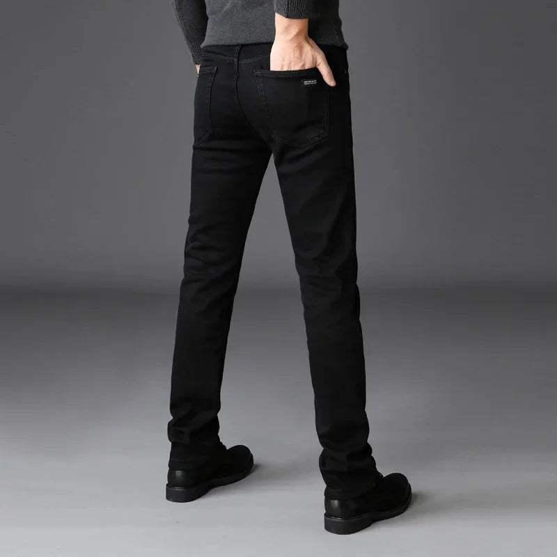 Stretch Black Biker Denim Mens Comfortable Jeans