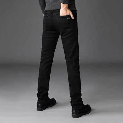 Stretch Black Biker Denim Mens Comfortable Jeans