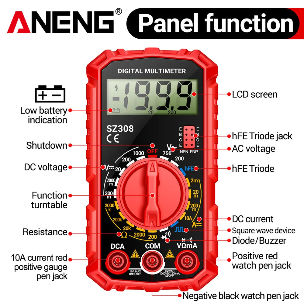 Digital Multimeter   AC/DC Current Meter Voltage Resistance