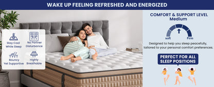 Full/King Hybrid Gel Memory Foam Mattress, Queen Size with Breathable Fabric