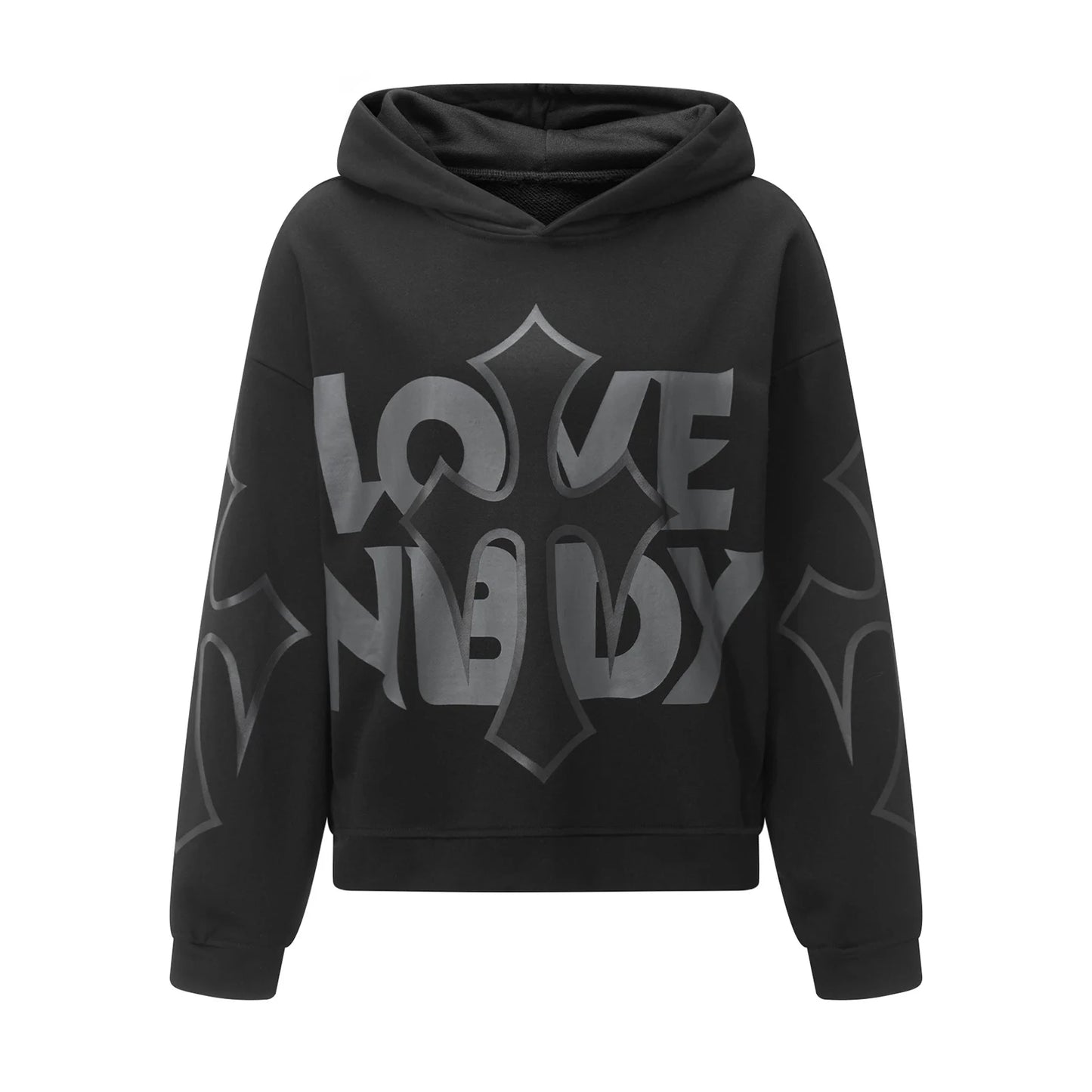 Women s Casual Fall Hood Sweatshirt Cross Letter