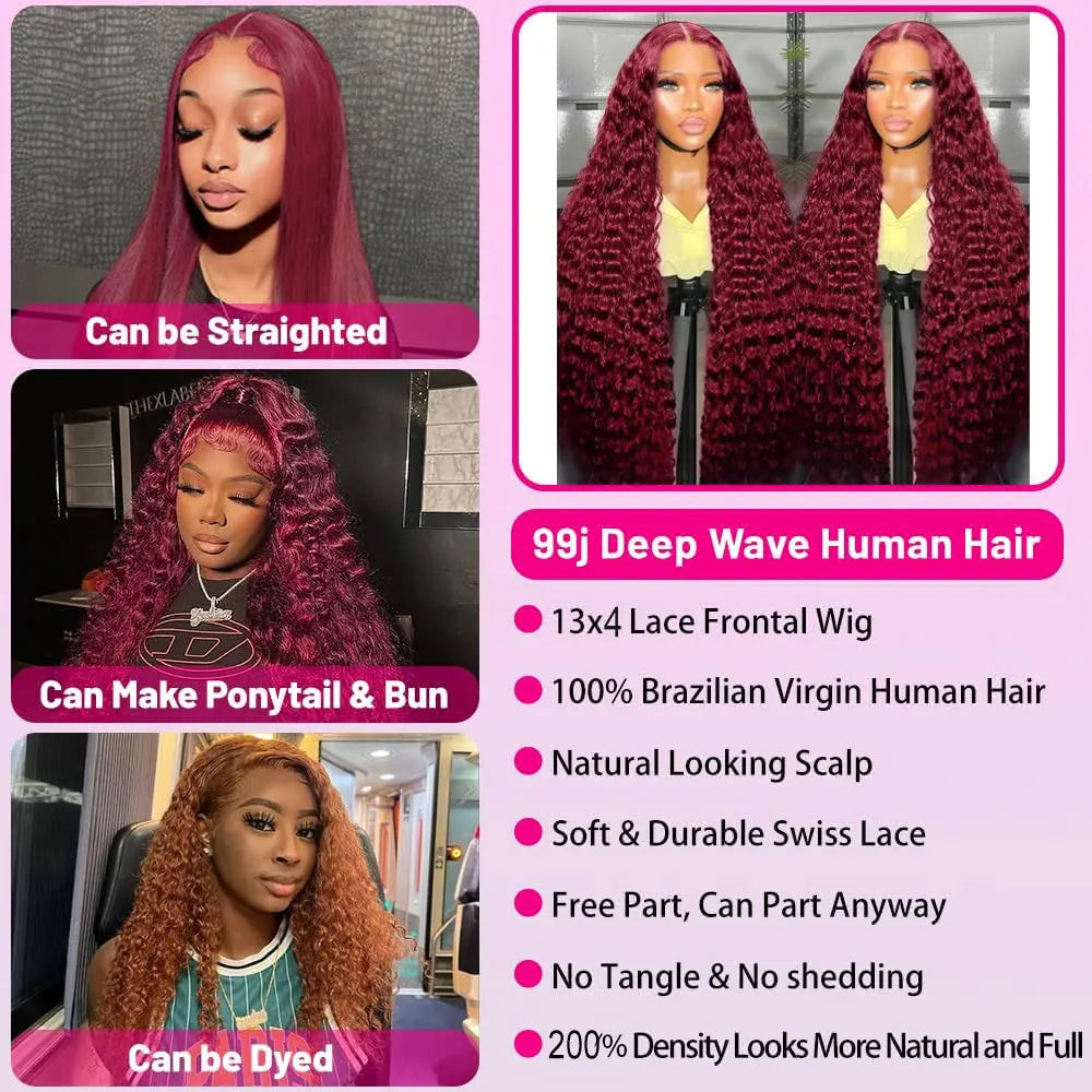 Burgundy Lace Front Human Hair Wave Brazilian