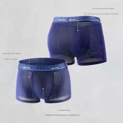 4pcs Men's Boxer Silk Plus Size Breathable Briefs