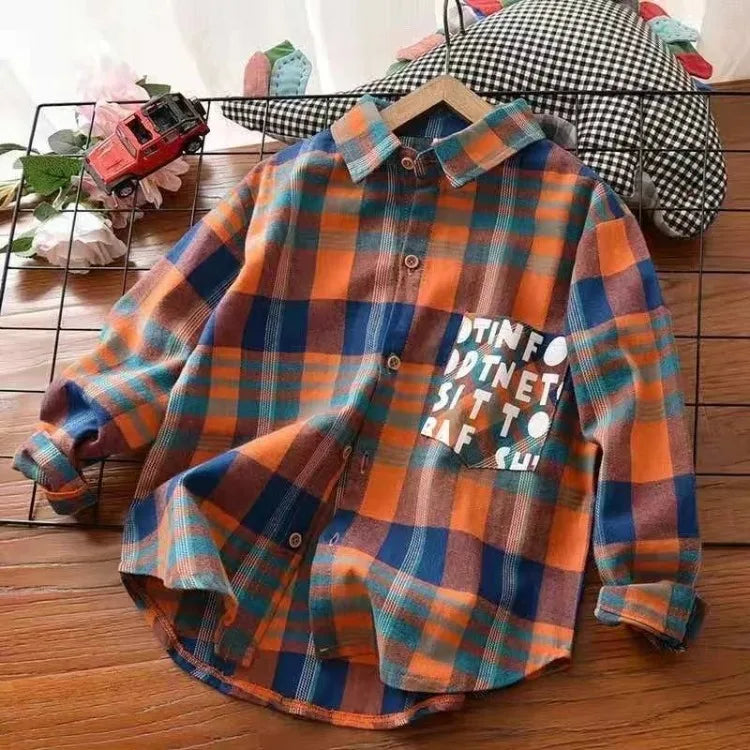 Boys' Long Sleeve Checkered Shirt for Toddler