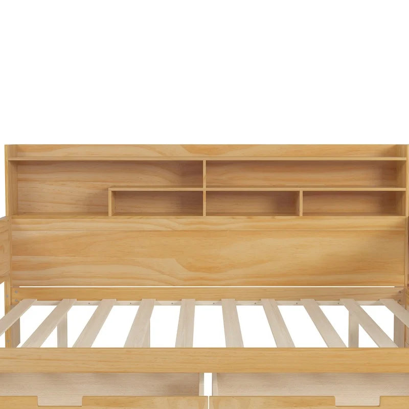Wood Full Size Daybed with Storage Shelves