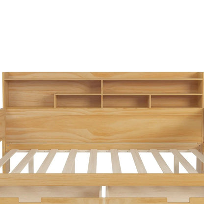 Wood Full Size Daybed with Storage Shelves