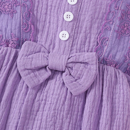 0-18 Month Solid Color Sleeveless Round Neck Lace Edge