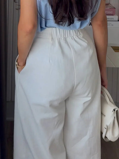 White Pants For Women Cotton Formal High Waist