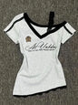 White-Gray Lace Sport Sexy Women V neck