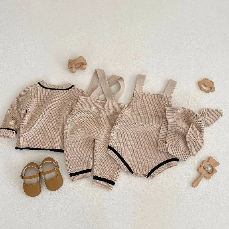 3 Pcs Newborn Baby Girls/Boys Sleeveless Knit Rompers