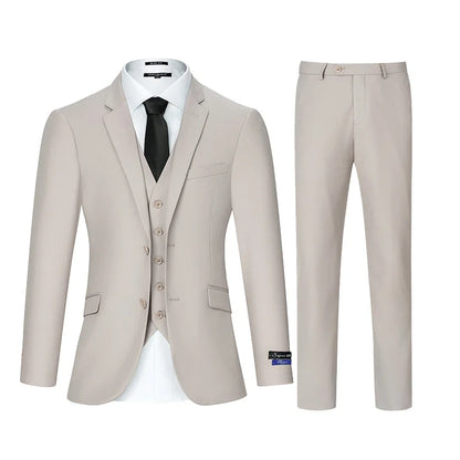 3pcs Men's Classic Solid Color Suit Regular Fit