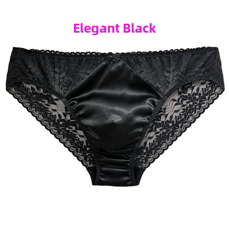 Sexy Men's Silk Comfortable Mid-Waist Ribbed Design