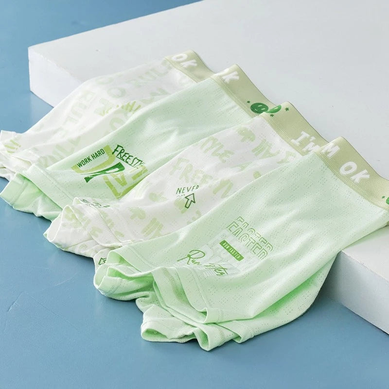 4PCS Teen Boys Mesh Breathable Antibacterial Underwear