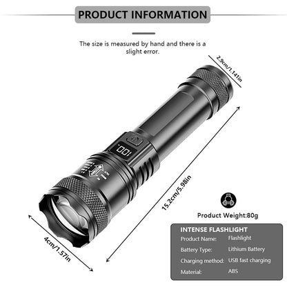 Rechargeable LED Flashlight Zoomable Torch