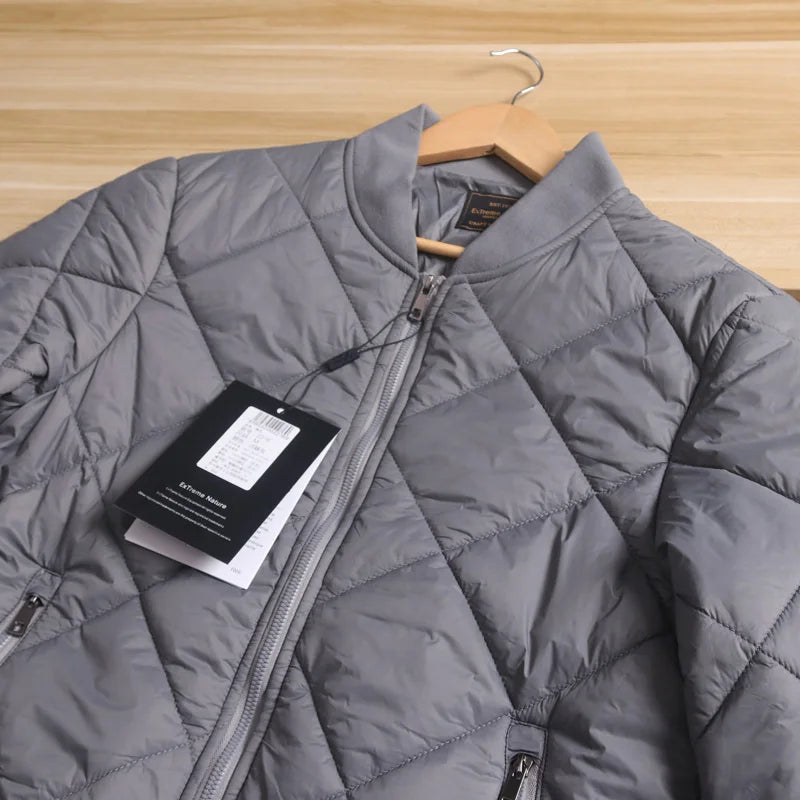 Men's Cotton Jacket with Quilted Diamond Pattern