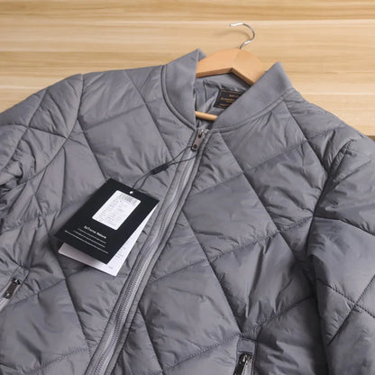 Men's Cotton Jacket with Quilted Diamond Pattern