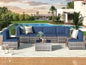 7 Piece Rattan Gray Wicker Outdoor Sectional Furniture Set