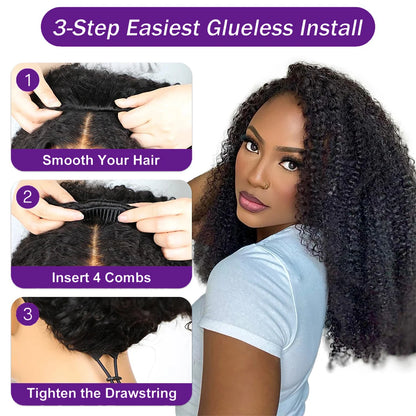 3 in 1 Afro Kinky Curly Flip Over Half Wigs