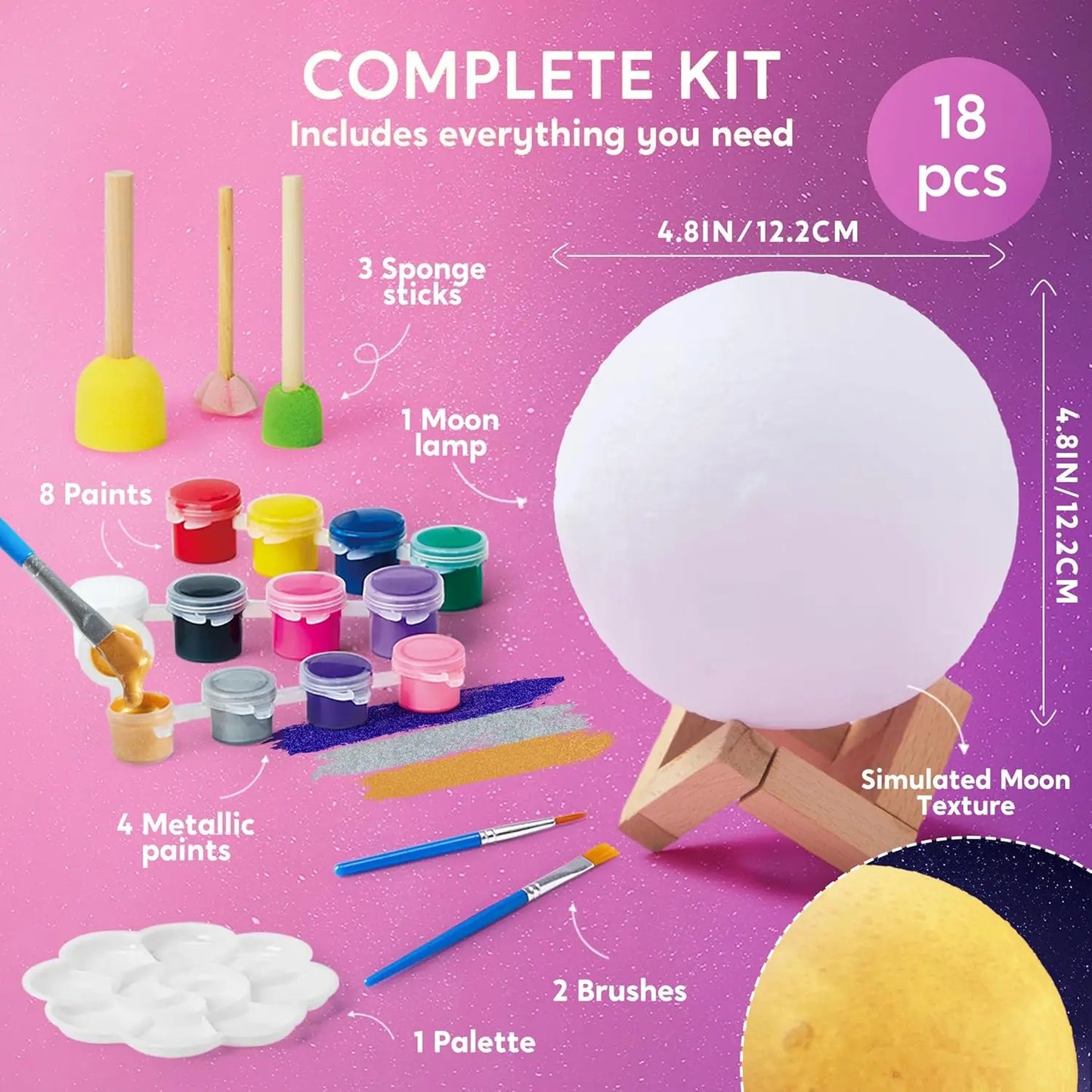 3D Paint Your Own Moon Lamp Kit Galaxy