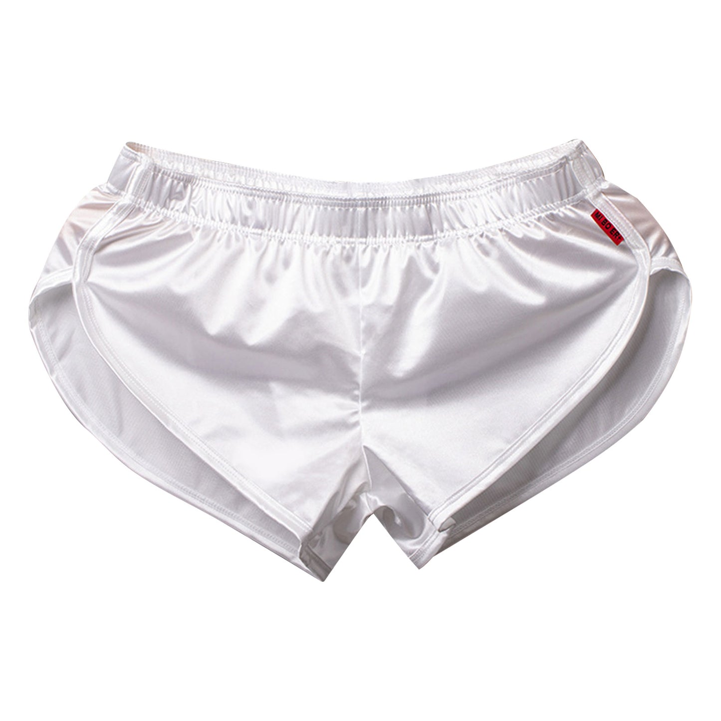 Men Side Split Satin Shorts Built-in Bulge