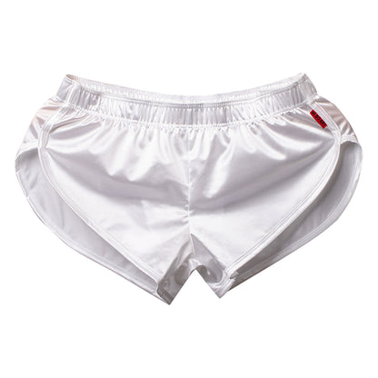Men Side Split Satin Shorts Built-in Bulge
