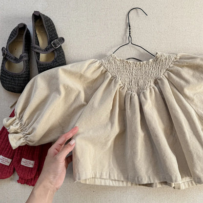 Bat Sleeve Baby Girl's Corduroy Shirt