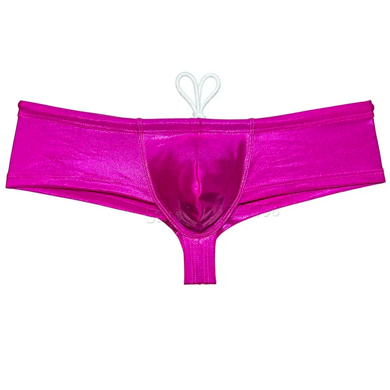 Sexy Men's Shiny Pouch Swimwear Bikini Drawstring