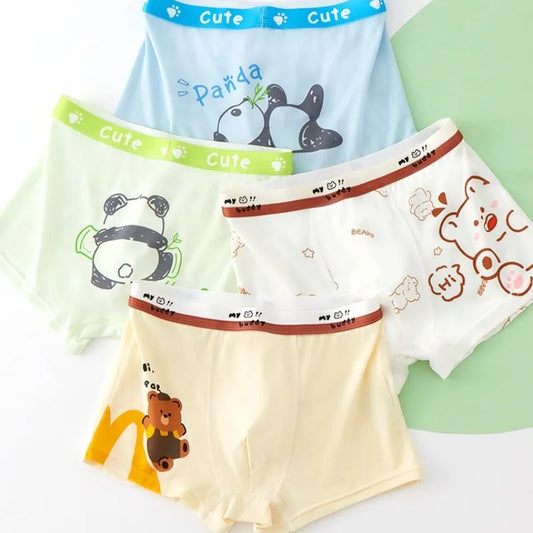 4PCS Boys Cute Mesh Breathable Comfort Underwear