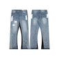 Retro Washed Spliced Denim High Brand Jeans