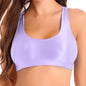 Glossy Womens Mid Waist Gym Fitness Yoga