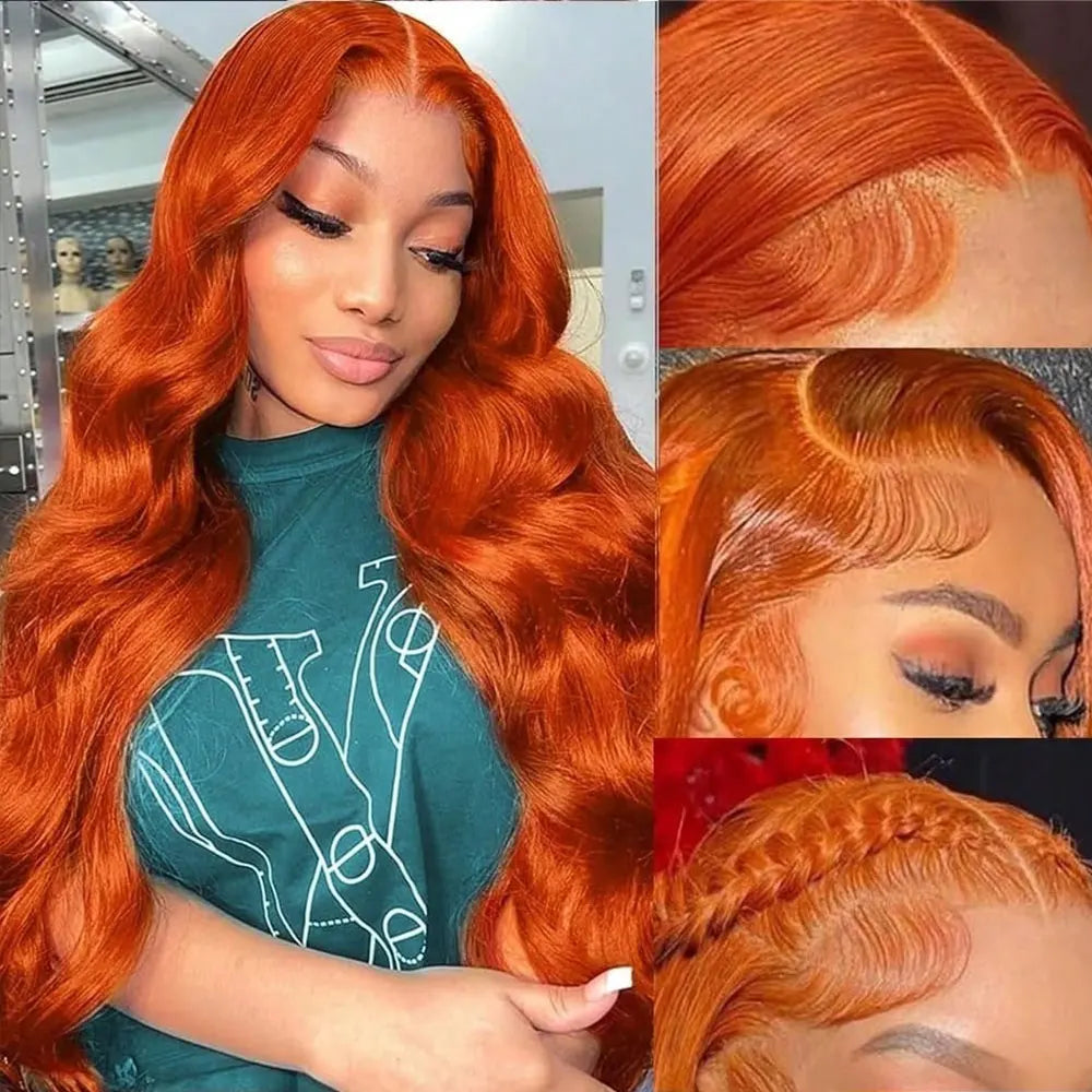 Body Wave Orange Ginger Lace Front Wigs