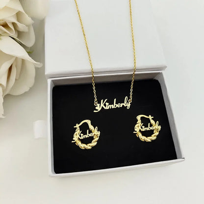 3 Pcs Stainless Steel Letter Jewelry Nameplate Twisted Hoop