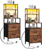 2 Nightstands with Charging Station 2 Drawers