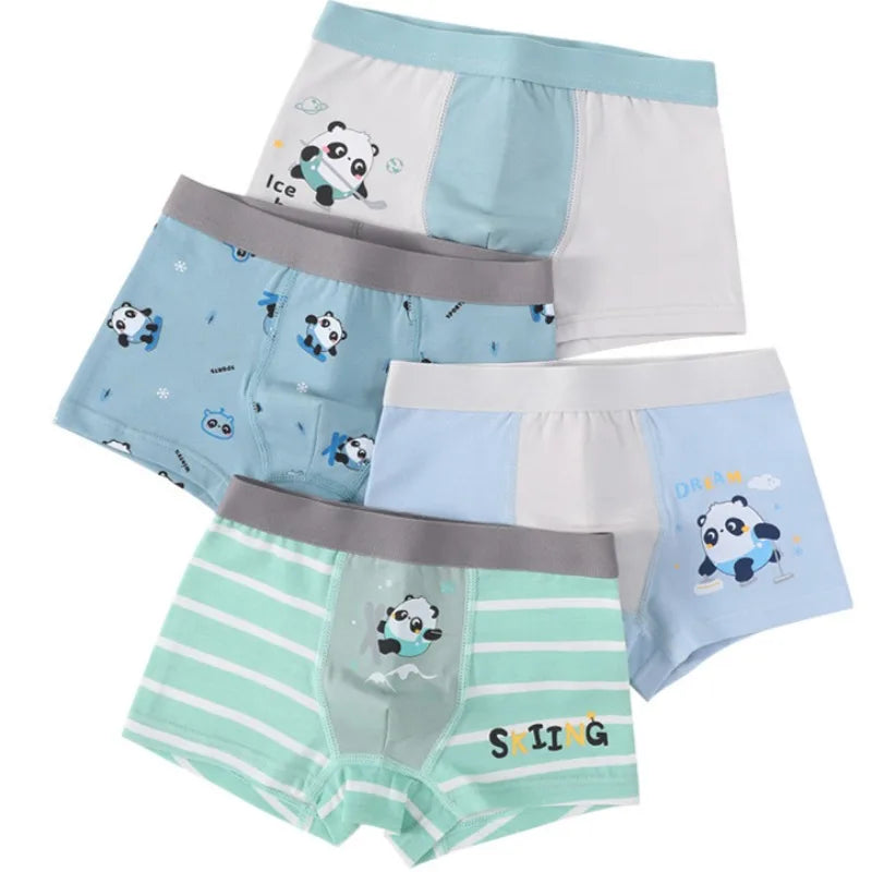 4PCS Boys Cotton Antibacterial Breathable Comfort Underwear