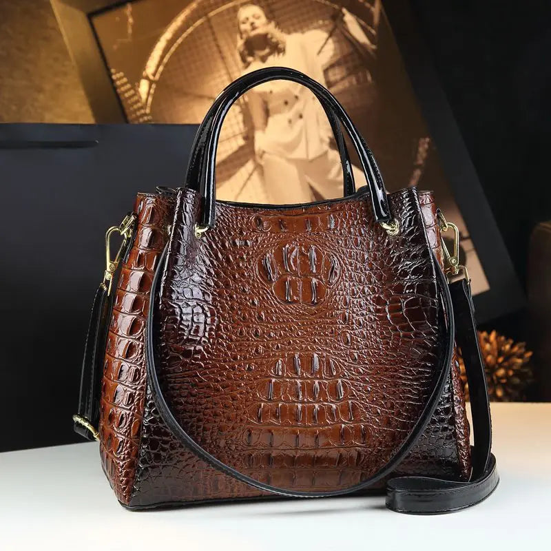 Genuine Leather Women Handbags Fashion Crocodile Print