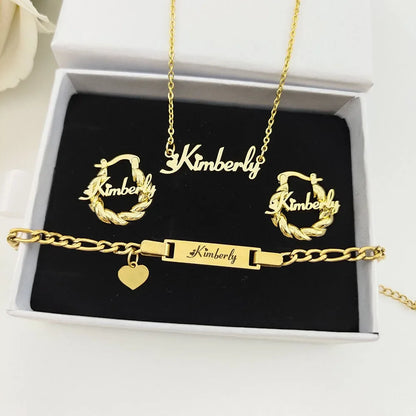 3 Pcs Stainless Steel Letter Jewelry Nameplate Twisted Hoop