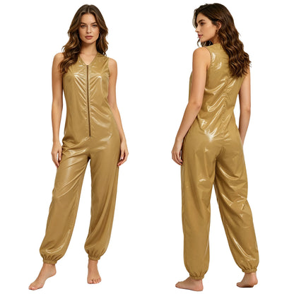 Adult Waterproof Leakproof Adaptive Jumpsuit Front Zipper Sleeveless Rompers for Special Needs Elderly Incontinence Underwear