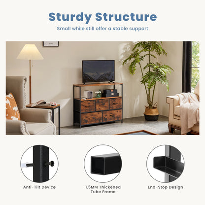 5 Fabric Drawers Storage Closet Chest Clothes Storage