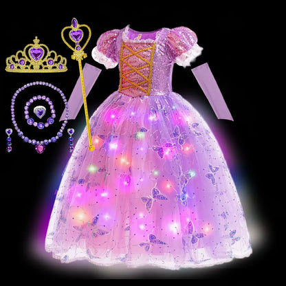 Disney Glowing Rapunzel Costume Girl LED Princess Gown
